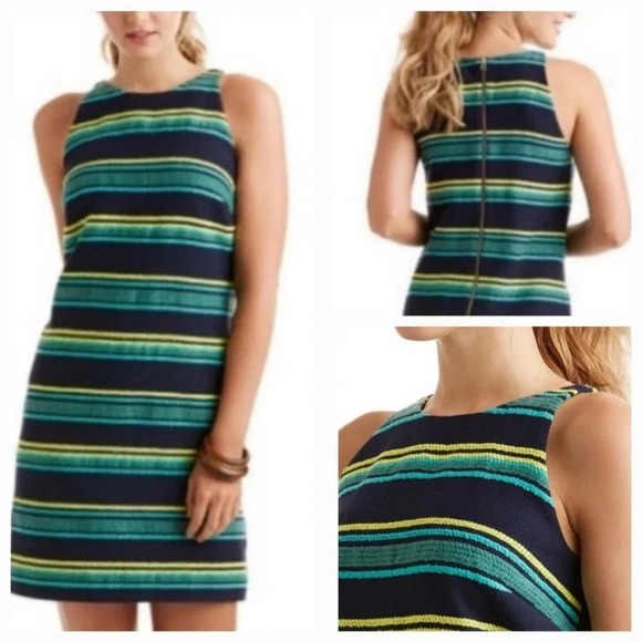 Vineyard Vines Deep Bay Striped Jacquard Shift Dress - Size 4 - Picture 1 of 12